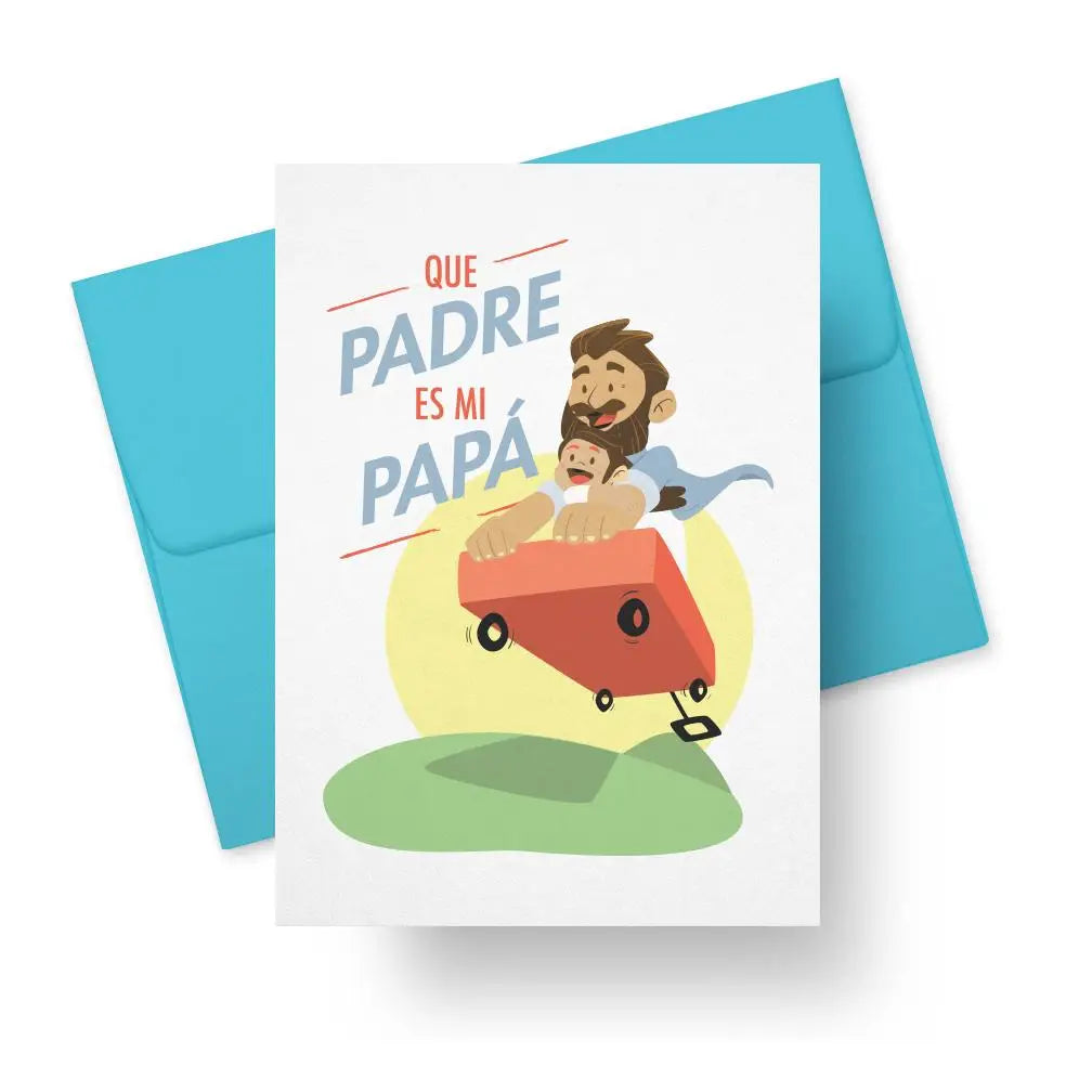 Que Padre Es Mi Papá Spanish Fathers Day Greeting Card Sew Bonita