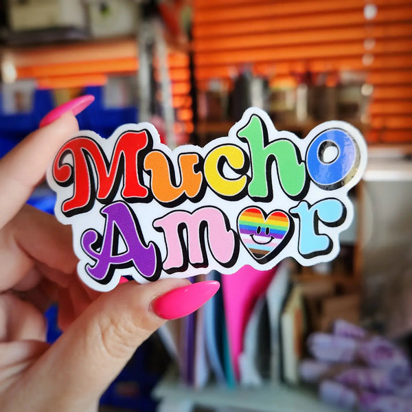 Mucho Amor Pride Retro Mexican Sticker