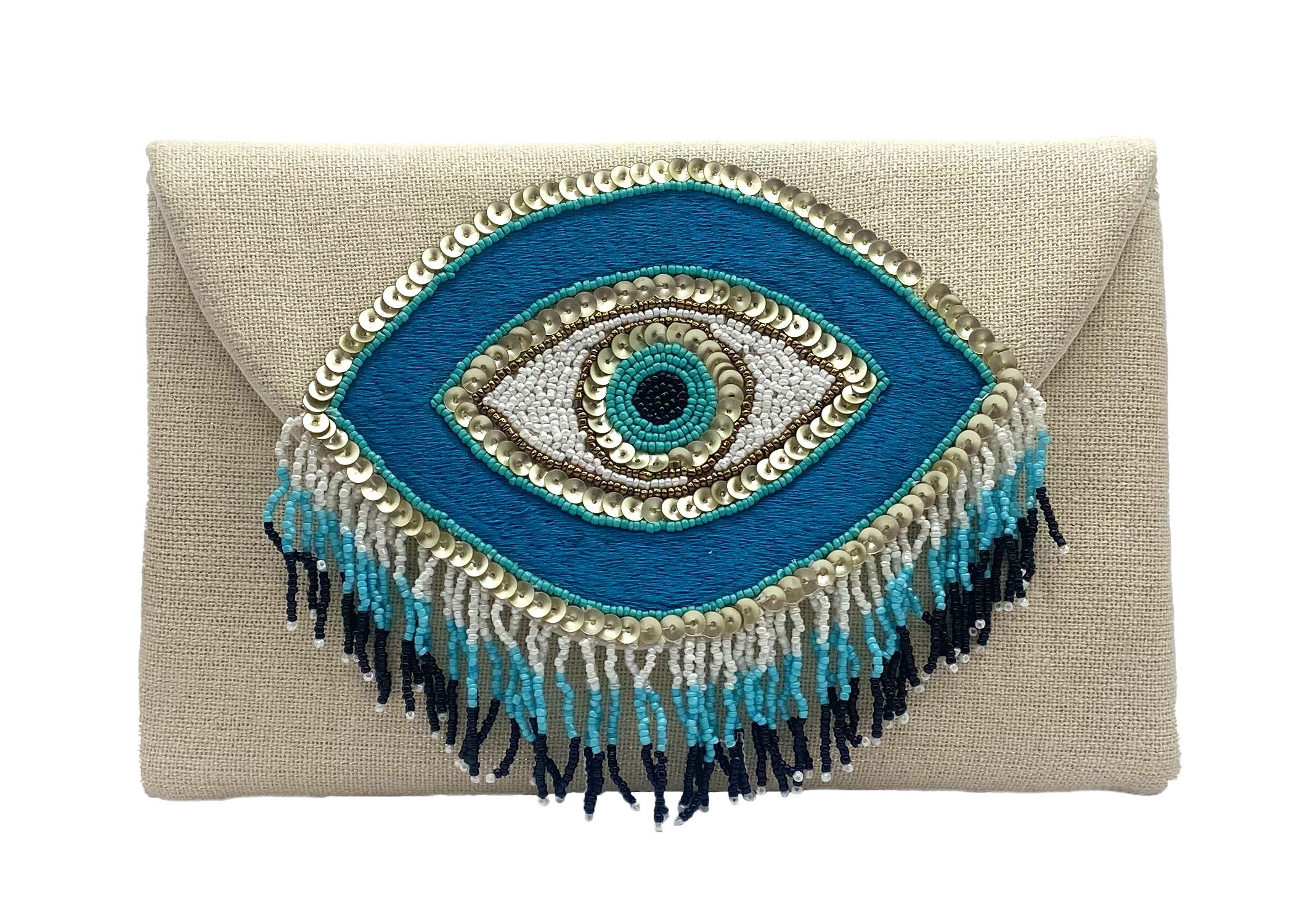 Offers Blue Abstract Beaded Clutch LAC-SS-689