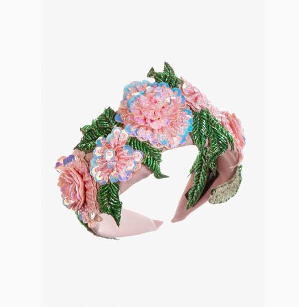 Pink Floral Sequin Headband