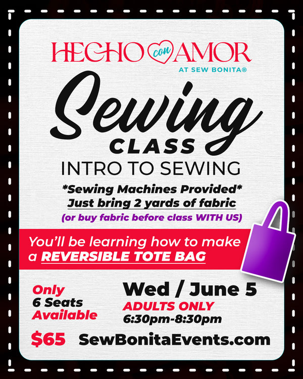 June 5th / Adult Intro to Sewing Class (Tote Bag)