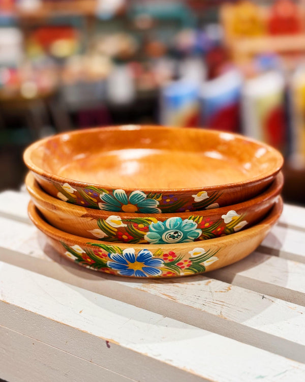 Wooden Floral Plates