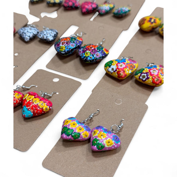 Hand Painted Heart Earrings