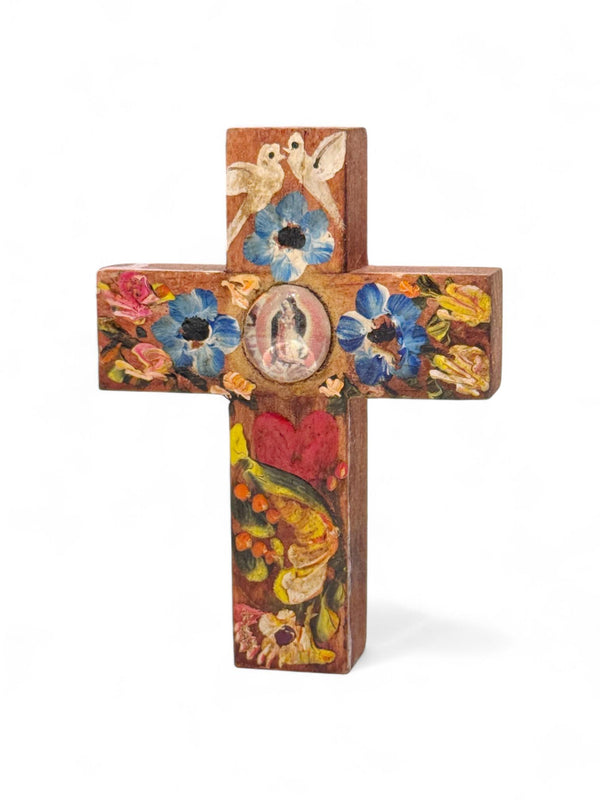Hand-Painted Mexican Wall Cross Accent
