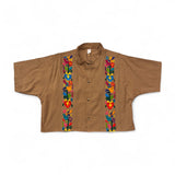 Summer Cropped Guayabera (Khaki)