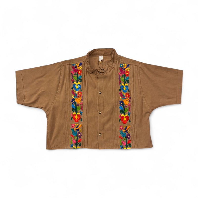 Summer Cropped Guayabera (Khaki)