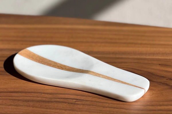 Marble and Wood Spoon Rest