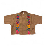 Summer Cropped Guayabera (Khaki)