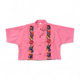 Summer Cropped Guayabera (Pink)