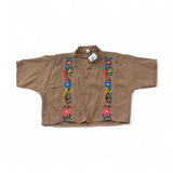 Summer Cropped Guayabera (Khaki)
