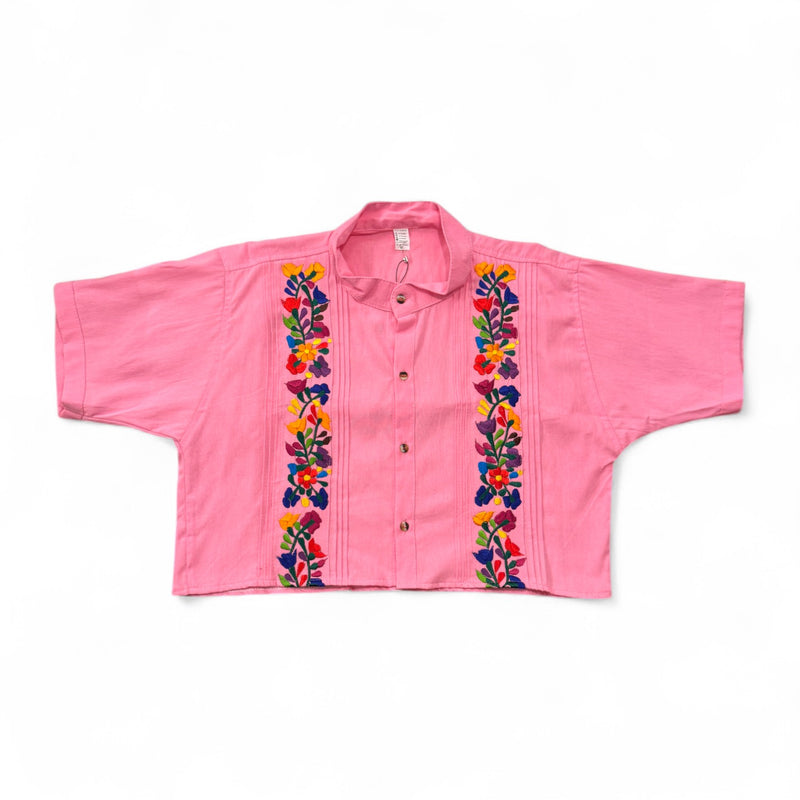 Summer Cropped Guayabera (Pink)