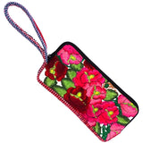 Large Floral Embroidered Wallet Wristlet Bag