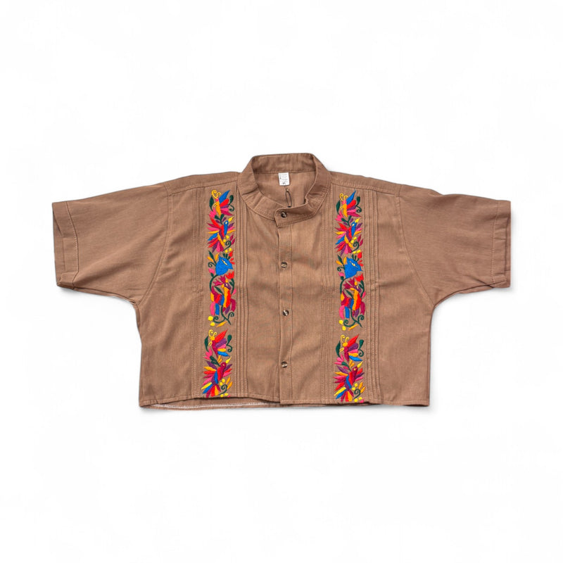 Summer Cropped Guayabera (Khaki)