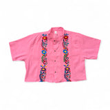 Summer Cropped Guayabera (Pink)