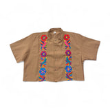 Summer Cropped Guayabera (Khaki)