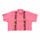 Summer Cropped Guayabera (Pink)
