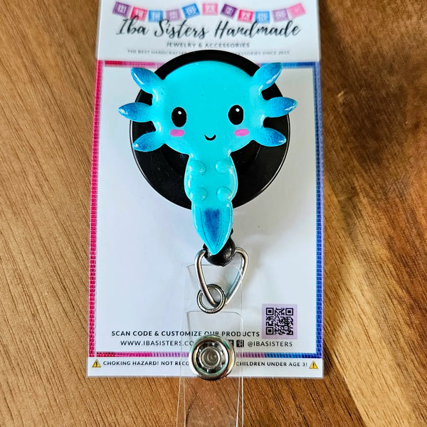 Blue Axoltl Badge Reel