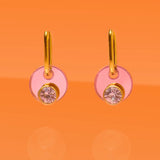 Deco Glam Medallion Oval Hoops- Rose Gold