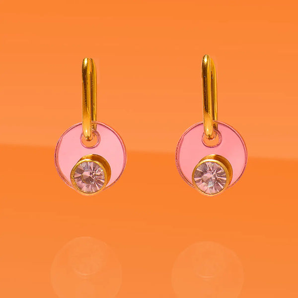 Deco Glam Medallion Oval Hoops- Rose Gold