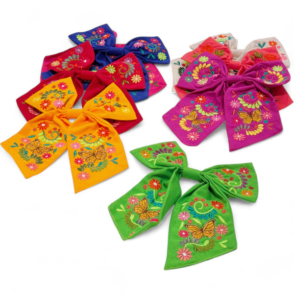 Embroidered Butterfly Hair Bow (Multiple Colors)