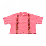 Summer Cropped Guayabera (Pink)