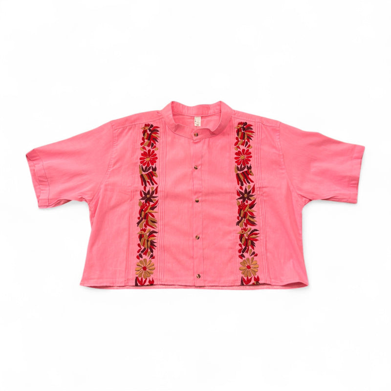 Summer Cropped Guayabera (Pink)