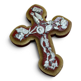 Rounded Wooden Cross w/ Milagros