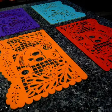 Double-Sided Felt "Papel Picado" Placemat Sets (Catrina) at Sew Bonita in Corpus Christi, TX.