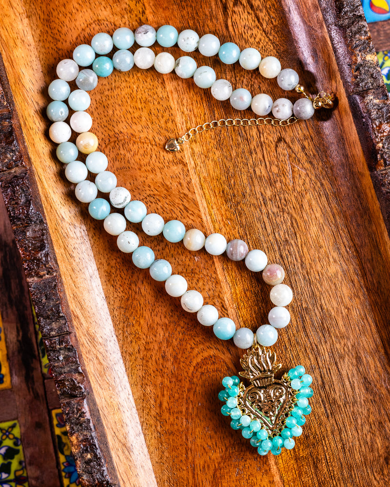 Beaded Sacred Heart Neckalce