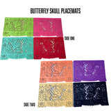 Butterfly Skull- Double-Sided Felt "Papel Picado" Placemat Sets