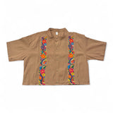 Summer Cropped Guayabera (Khaki)
