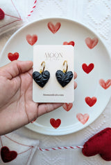 Black Talavera Heart Earrings