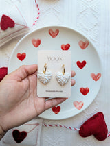 Beige Talavera Heart Earrings