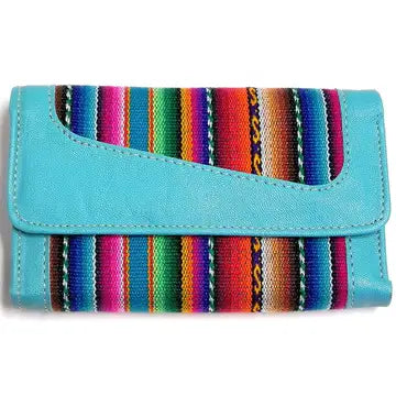 Tribal Striped Peruvian Leather Trifold Wallet
