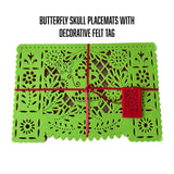 Butterfly Skull- Double-Sided Felt "Papel Picado" Placemat Sets
