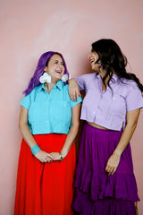 Yucatán Cropped Guayabera (Lavender)