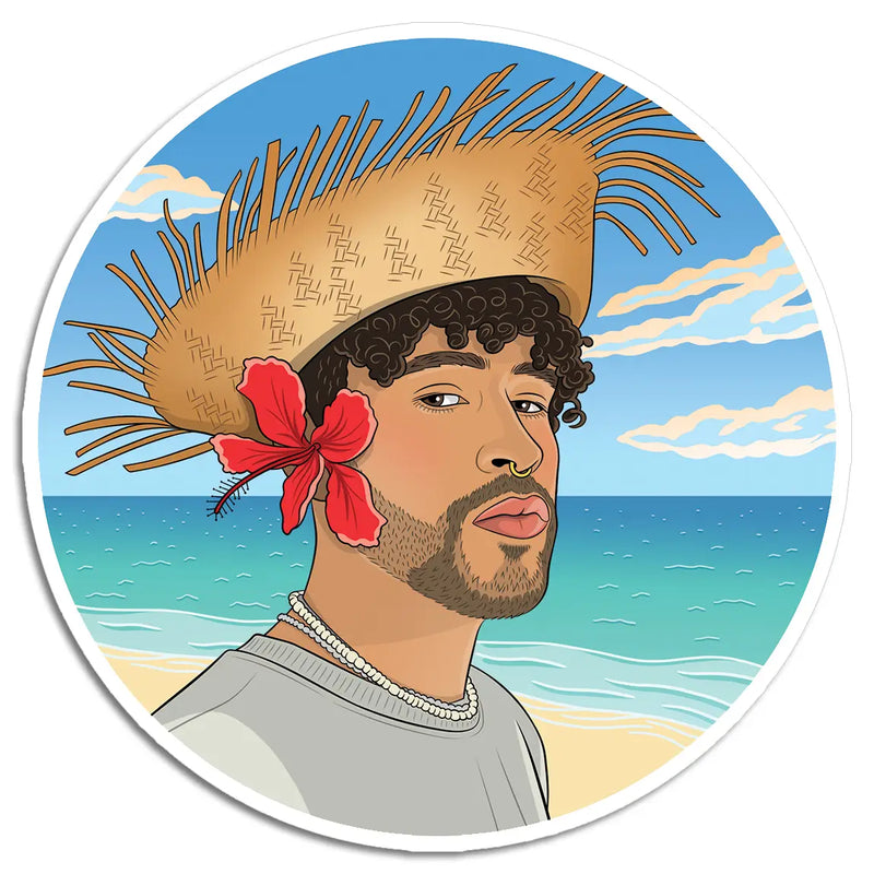 Beach Bad Bunny Die Cut Sticker