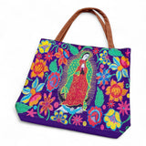 Embroidered Guadalupe Suede Tote Bag