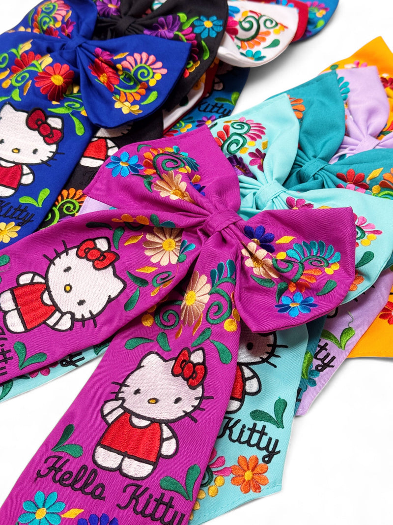 Embroidered Hello Kitty Hair Bow (Multiple Colors)