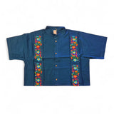 Summer Cropped Guayabera (Dark Teal)