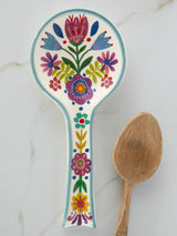 Ceramic Spoon Rest - Folk Flower