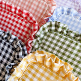 Lavender Gingham Frilly Makeup Bag