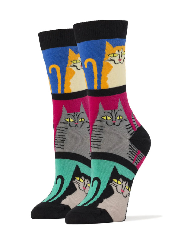 Mod Meow | Women's Cotton Crew Funny Socks