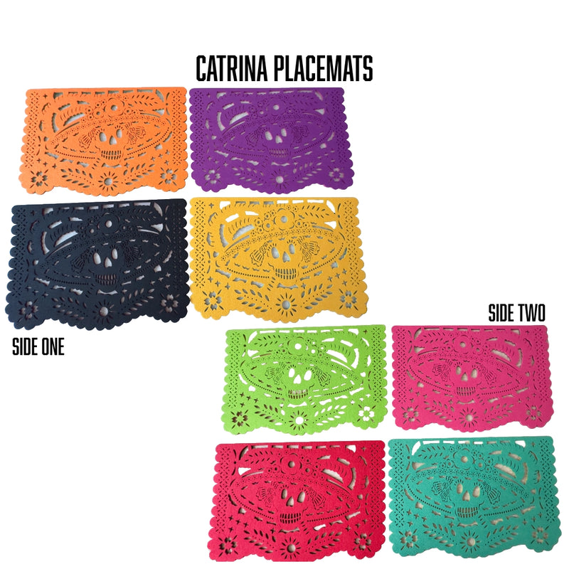 Double-Sided Felt "Papel Picado" Placemat Sets (Catrina) at Sew Bonita in Corpus Christi, TX.