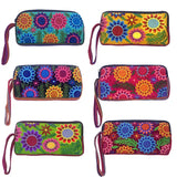 Large Floral Embroidered Pouch Wristlet Bag