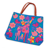 Embroidered Giraffe Suede Tote Bag