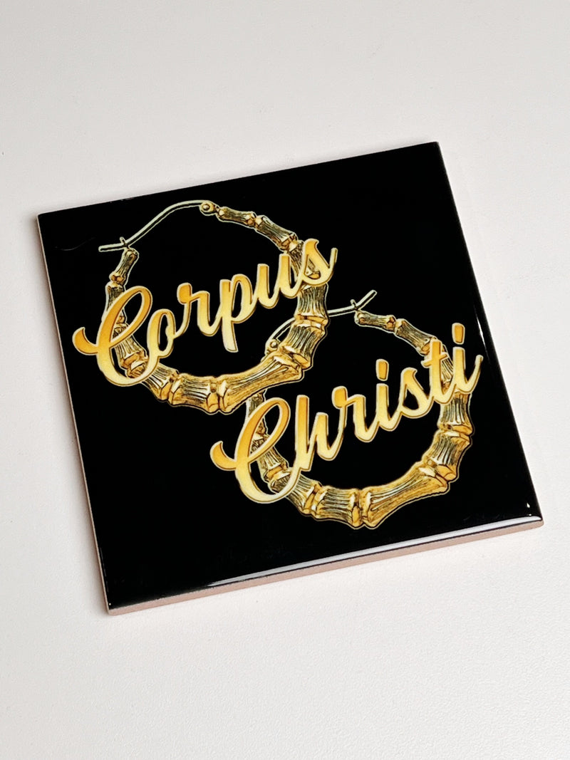 Corpus Christi Hoop Earrings Tile Coaster