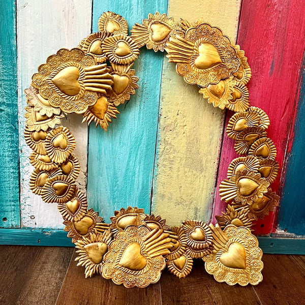 Hearts of Gold Metal Wreath