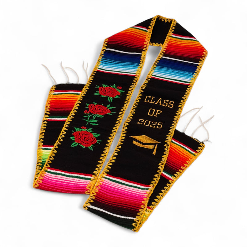 Graduation Serape Stole (Roses) - Multiple Colors