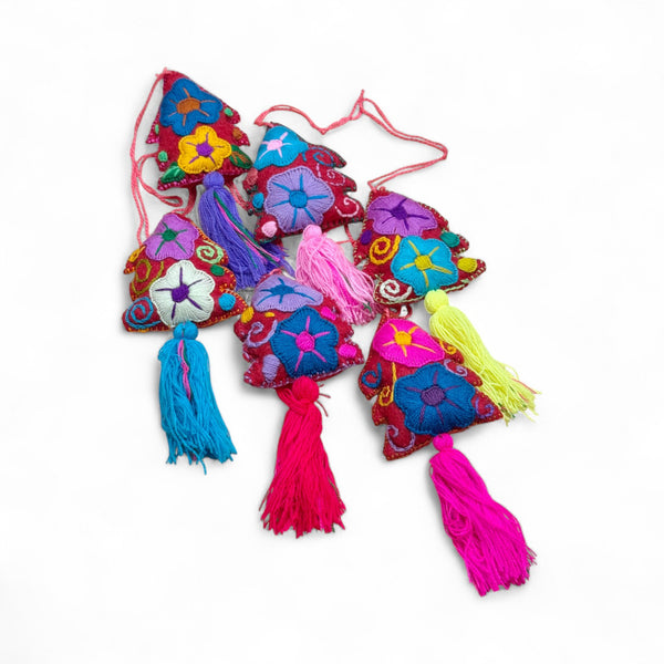 Red Embroidered Christmas Tree Ornament